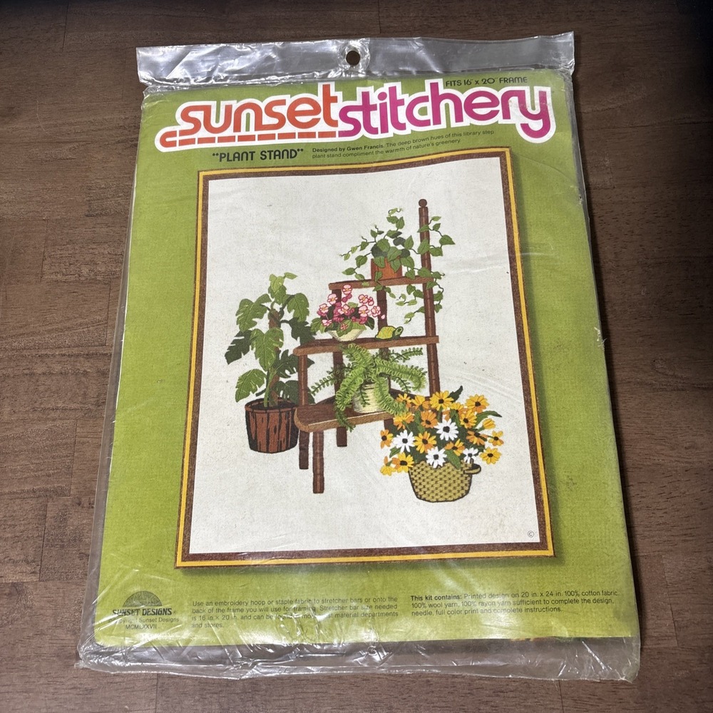 Sunset Stitchery Plant Stand Crewel Kit *Read Description*